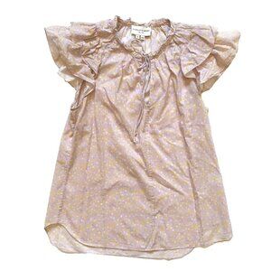 Charlotte Brody Butterfly Blouse Top Shirt Womens Small Pink Yellow Short Sleeve